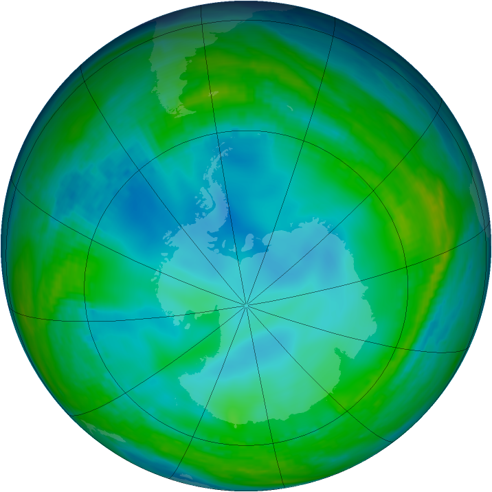 Antarctic ozone map for 31 May 1992